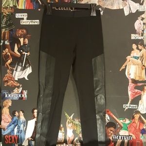 Elie Tahari Lamb leather trim leggings